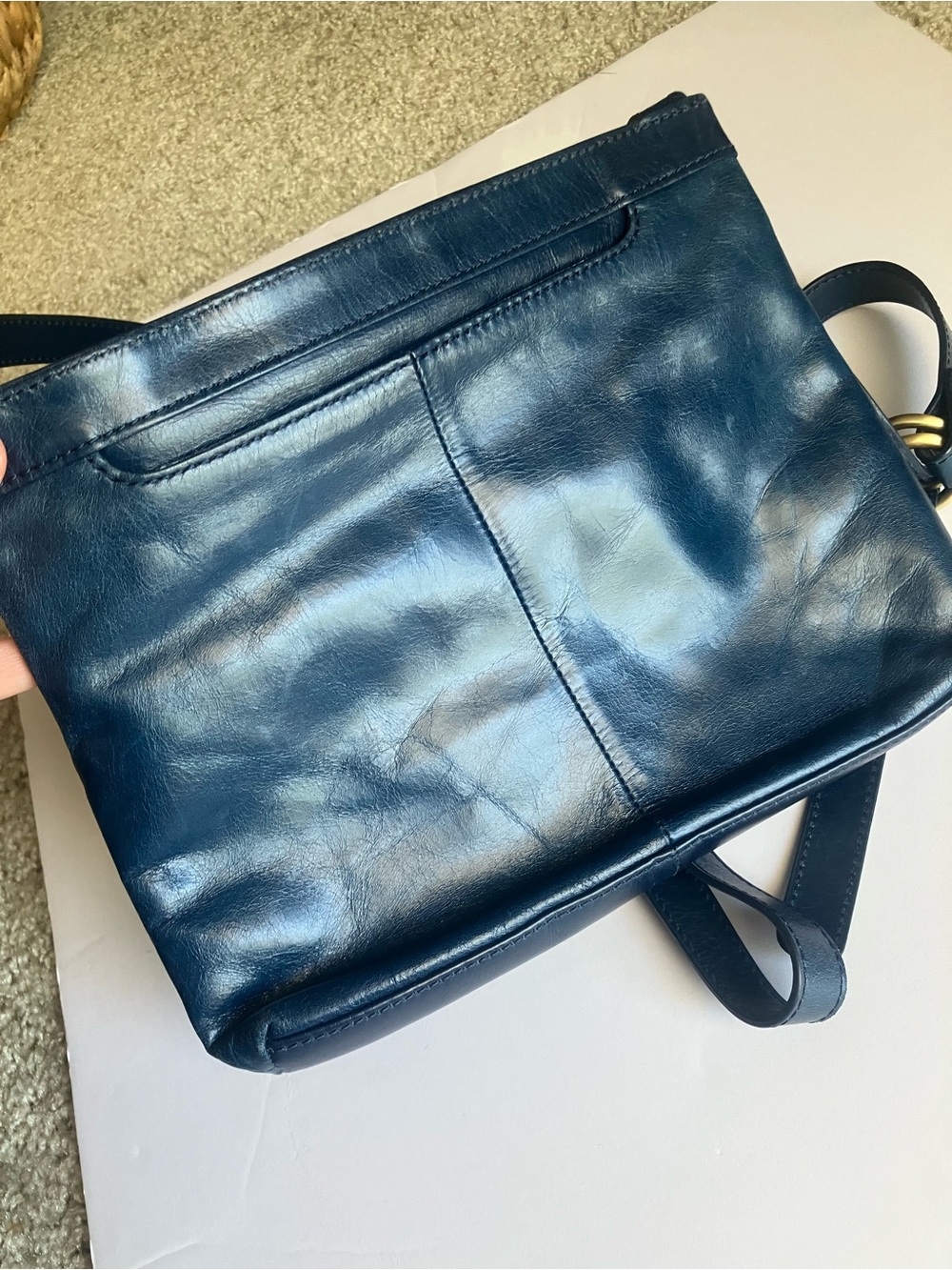 HOBO Cassie Crossbody - Deep Blue Leather with Gold Hardware - Picture 5 of 15